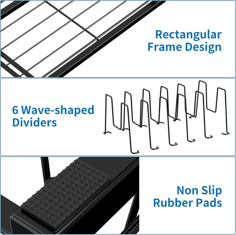 GAGUIUP Premium Adjustable Kitchen Bakeware and Pan Organizer - Food Container Lid Organizer Ideal for Cabinet, Drawers, Cupboard, Pantry Storage, Matte Black - Image 4
